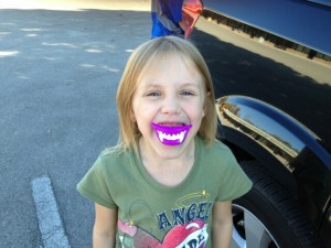 Brenna got new teeth from her Halloween treats!